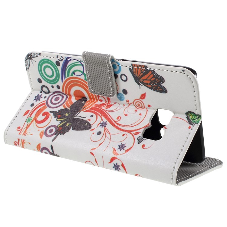 Card Holder Leather Stand Cover for Samsung Galaxy S7 - Butterfly Circles-5