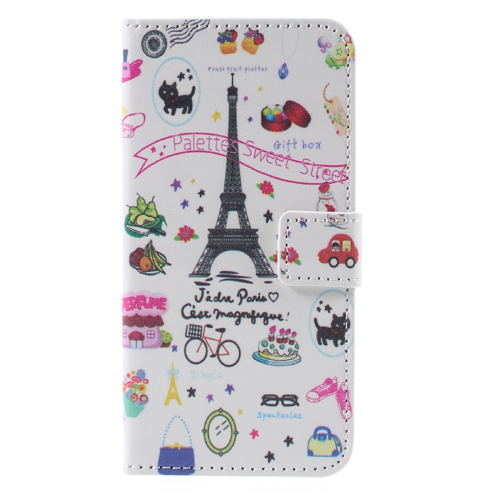 Card Holder Leather Case for Samsung Galaxy S7 - Eiffel Tower and Flowers-3