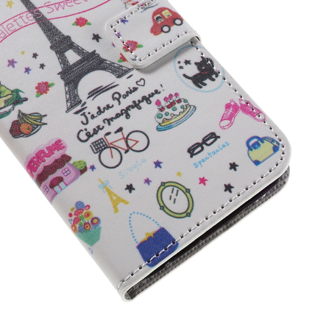Card Holder Leather Case for Samsung Galaxy S7 - Eiffel Tower and Flowers-6