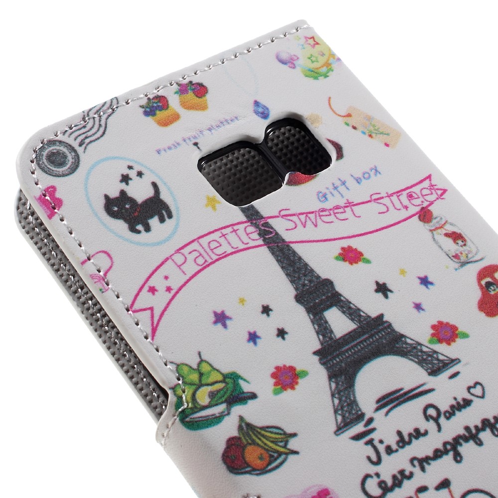 Card Holder Leather Case for Samsung Galaxy S7 - Eiffel Tower and Flowers-7