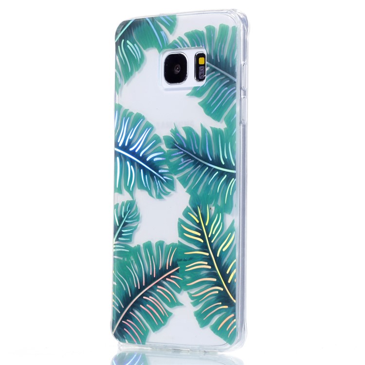 Electroplating IMD Shockproof TPU Cover for Samsung Galaxy S7 edge G935 - Green Leaves-3