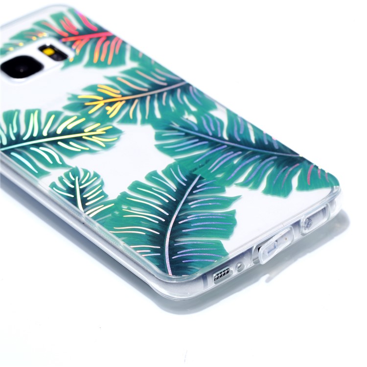 Electroplating IMD Shockproof TPU Cover for Samsung Galaxy S7 edge G935 - Green Leaves-5
