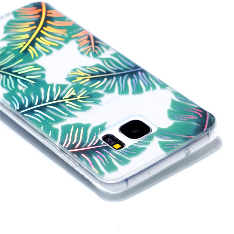 Electroplating IMD Shockproof TPU Cover for Samsung Galaxy S7 edge G935 - Green Leaves-6