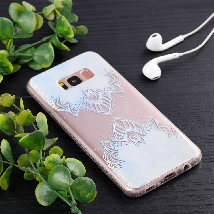 Electroplating IMD TPU Protection Phone Casing for Samsung Galaxy S8 SM-G950 - Flower Pattern-6