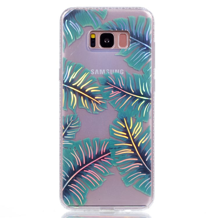 Electroplating IMD Soft TPU Protector Shell for Samsung Galaxy S8 SM-G950 - Green Leaves-1
