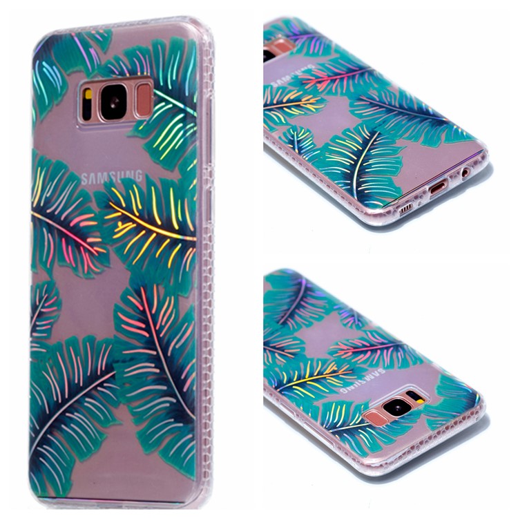 Electroplating IMD Soft TPU Protector Shell for Samsung Galaxy S8 SM-G950 - Green Leaves-2