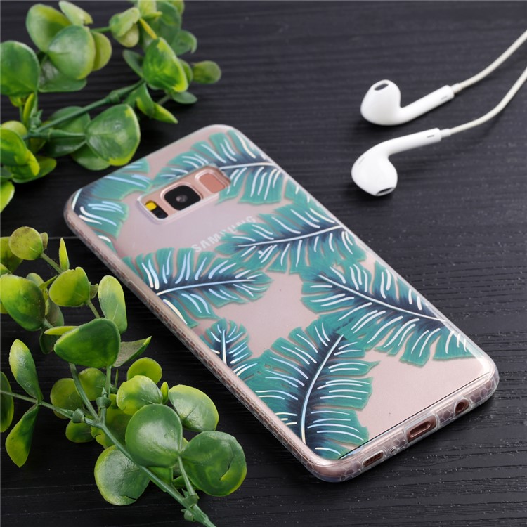 Electroplating IMD Soft TPU Protector Shell for Samsung Galaxy S8 SM-G950 - Green Leaves-6