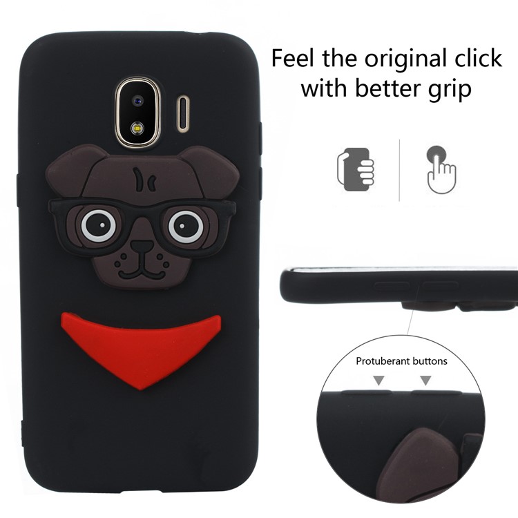 Lovely 3D Dog Pattern TPU Back Phone Casing for Samsung Galaxy J2 Pro 2018 - Black-3