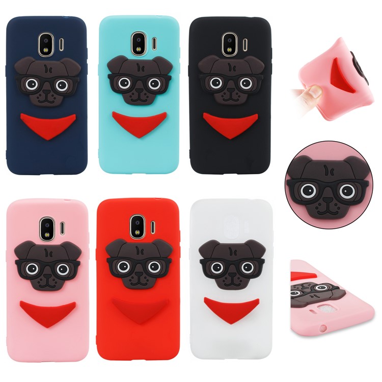 Lovely 3D Dog Pattern TPU Back Phone Casing for Samsung Galaxy J2 Pro 2018 - Black-7