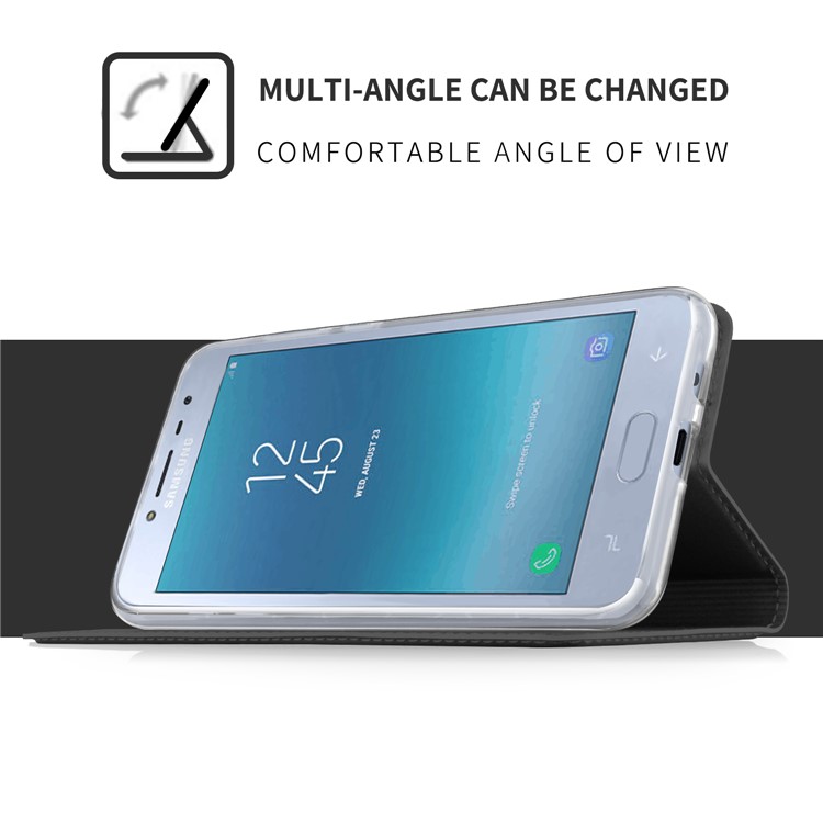 Auto-absorbed Leather Smart Case with Stand for Samsung Galaxy J2 Pro 2018 - Black-5