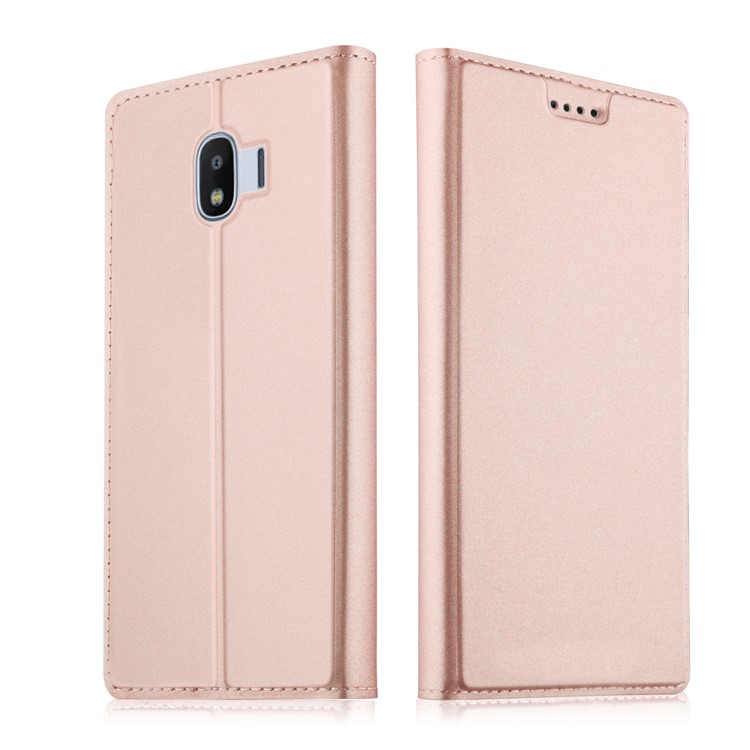 Auto-absorbed Leather Smart Cover with Stand for Samsung Galaxy J2 Pro 2018 - Rose Gold-1