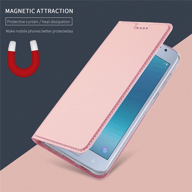 Auto-absorbed Leather Smart Cover with Stand for Samsung Galaxy J2 Pro 2018 - Rose Gold-4