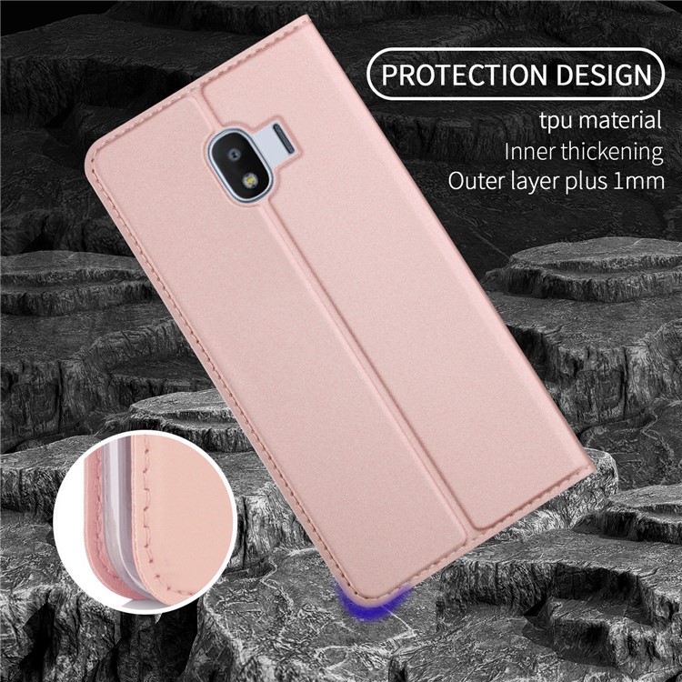 Auto-absorbed Leather Smart Cover with Stand for Samsung Galaxy J2 Pro 2018 - Rose Gold-6