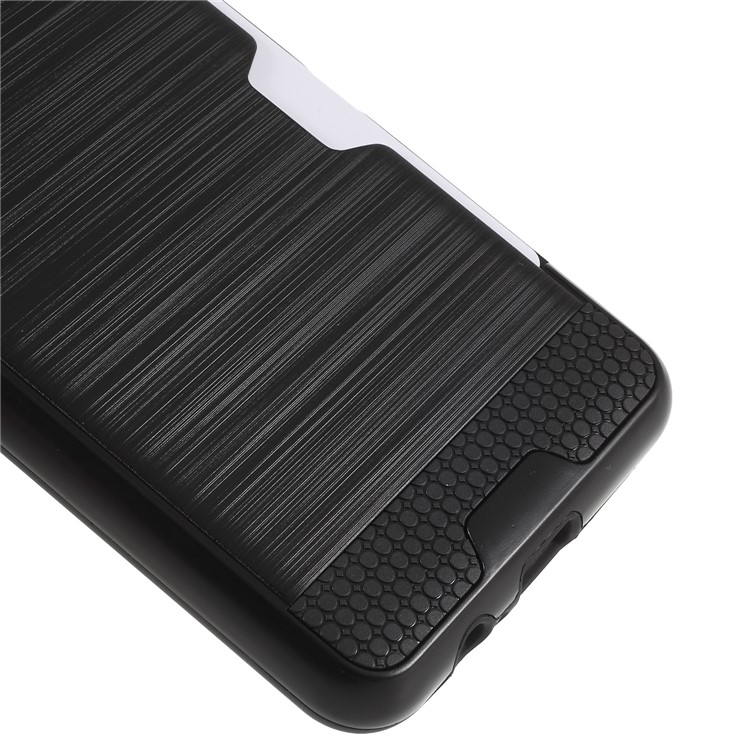 Brushed Card Holder Plastic TPU Hybrid Cover for Samsung Galaxy A8 (2018) - Black-5