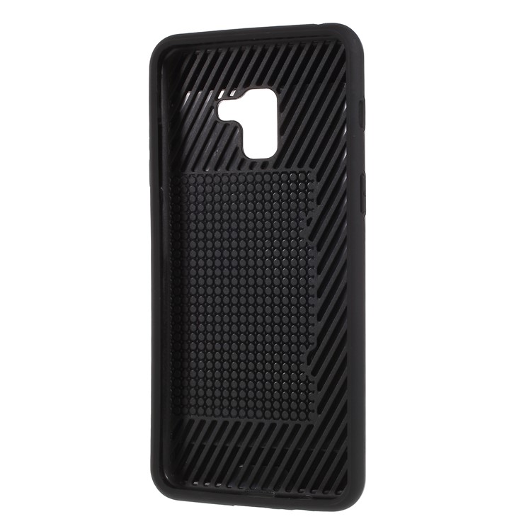 Brushed Card Holder Plastic TPU Hybrid Cover for Samsung Galaxy A8 (2018) - Black-6