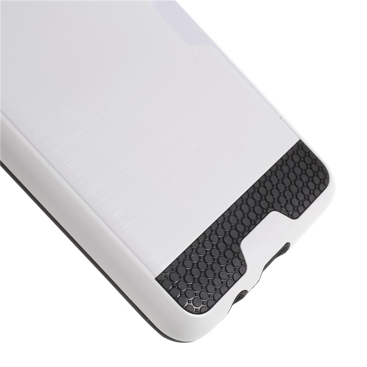 Brushed Card Holder Plastic TPU Hybrid Shell for Samsung Galaxy A8 (2018) - White-5