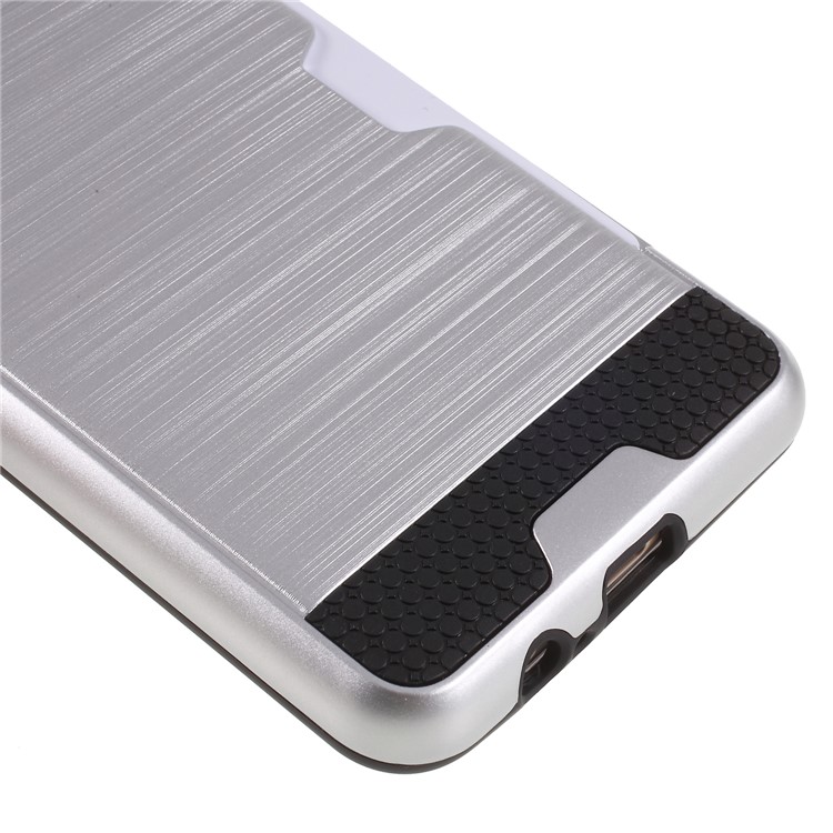 Brushed Card Holder PC + TPU Hybrid Phone Case for Samsung Galaxy A8 (2018) - Silver-5
