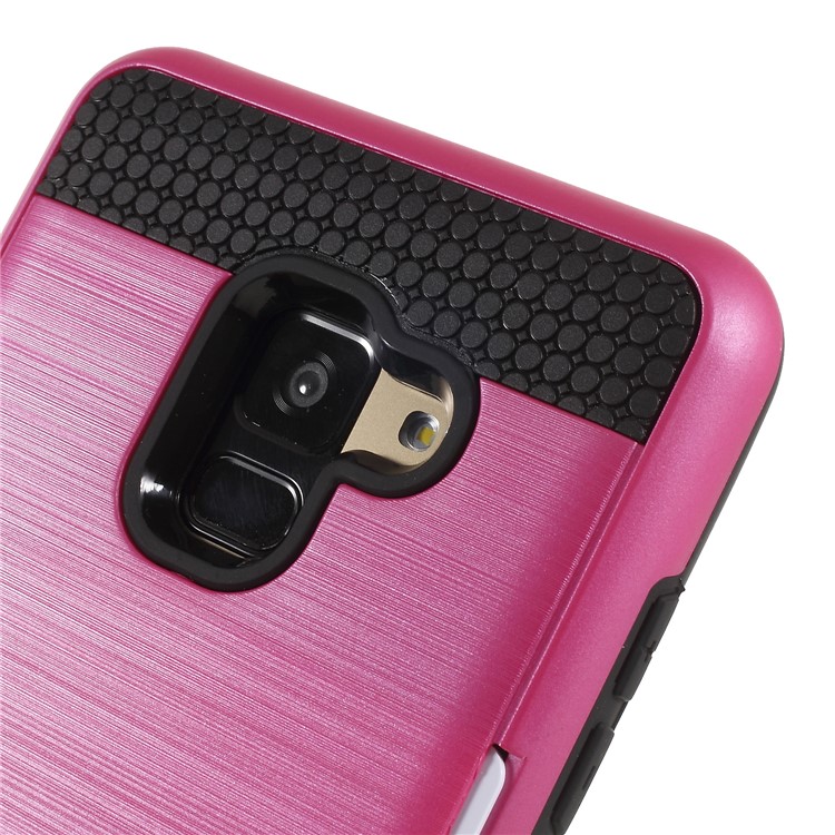 Brushed Card Holder PC + TPU Hybrid Phone Shell for Samsung Galaxy A8 (2018) - Rose-4