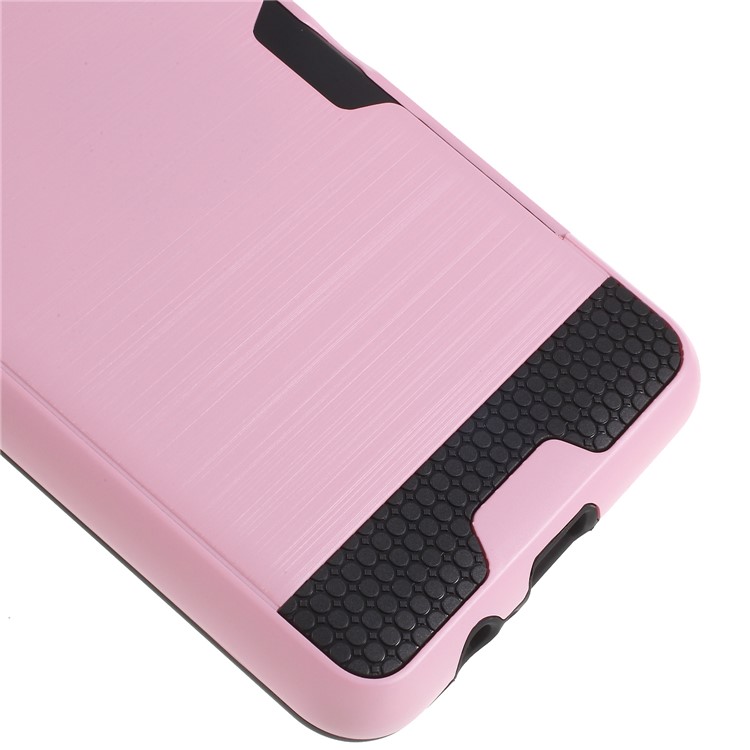 Brushed Card Holder PC + TPU Combo Mobile Phone Case for Samsung Galaxy A8 (2018) - Pink-5