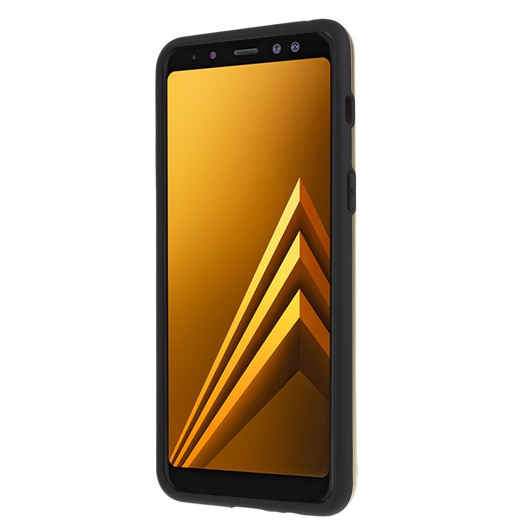 Brushed Card Holder PC + TPU Combo Mobile Phone Shell for Samsung Galaxy A8 (2018) - Gold-2