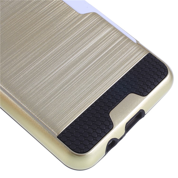 Brushed Card Holder PC + TPU Combo Mobile Phone Shell for Samsung Galaxy A8 (2018) - Gold-5
