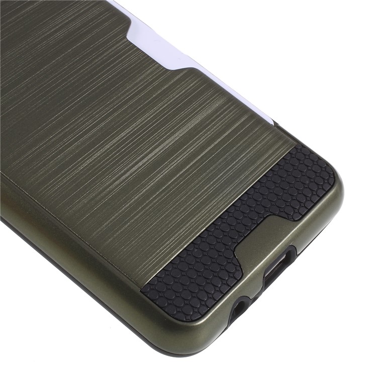 Brushed Card Holder Hybrid Plastic TPU Back Phone Casing for Samsung Galaxy A8 (2018) - Army Green-4