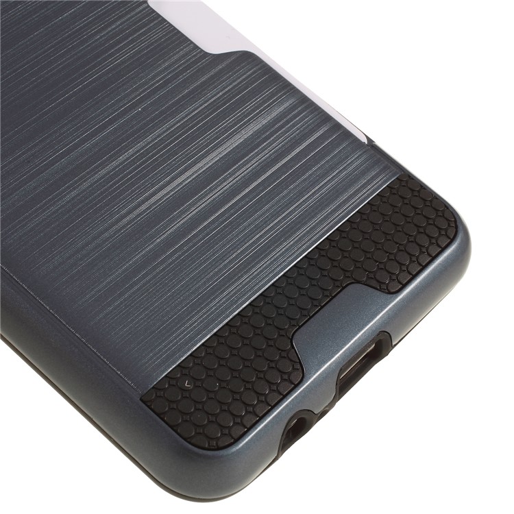 Brushed Card Holder Combo Plastic TPU Mobile Cover Shell for Samsung Galaxy A8 (2018) - Dark Blue-5
