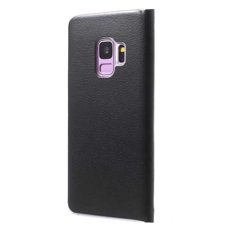 Litchi Texture Card Holder Leather Casing Accessory for Samsung Galaxy S9 G960 - Black-2
