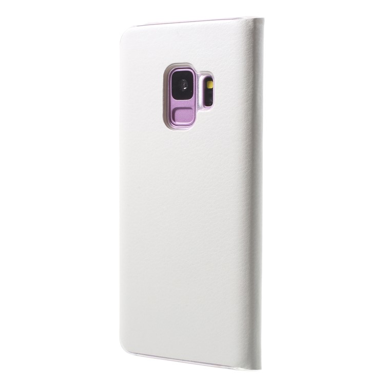 Litchi Texture Card Holder Leather Protective Cover for Samsung Galaxy S9 G960 - White-2