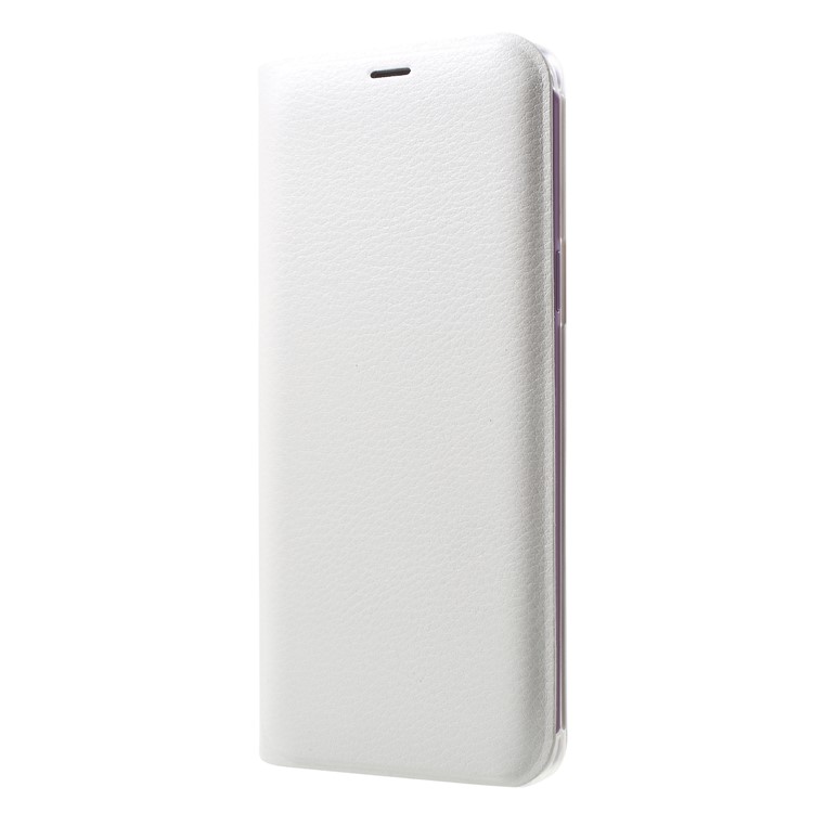 Litchi Texture Card Holder Leather Protective Cover for Samsung Galaxy S9 G960 - White-3