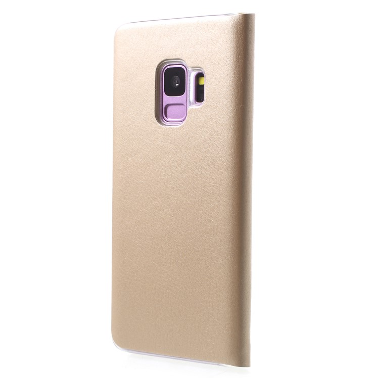Litchi Texture Card Holder Leather Flip Cover for Samsung Galaxy S9 G960 - Gold-2