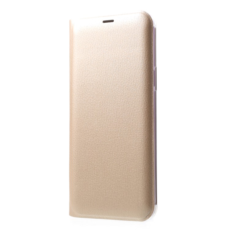 Litchi Texture Card Holder Leather Flip Cover for Samsung Galaxy S9 G960 - Gold-3