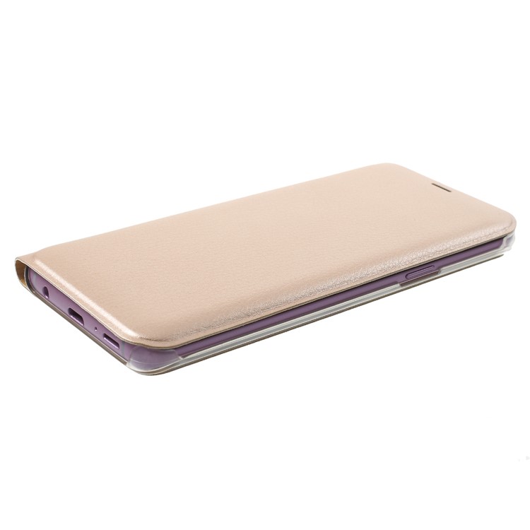 Litchi Texture Card Holder Leather Flip Cover for Samsung Galaxy S9 G960 - Gold-4