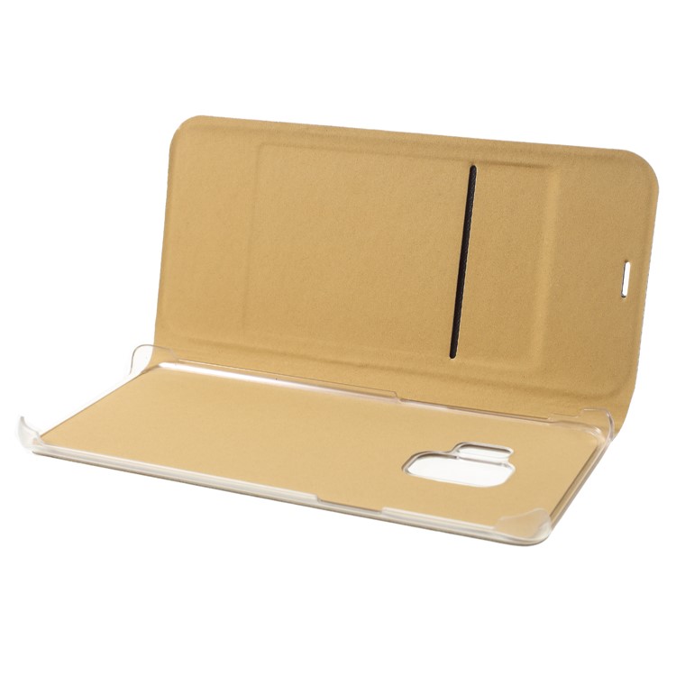Litchi Texture Card Holder Leather Flip Cover for Samsung Galaxy S9 G960 - Gold-5