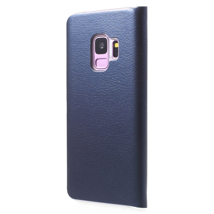 Litchi Texture Card Holder Leather Phone Protective Casing for Samsung Galaxy S9 G960 - Dark Blue-2