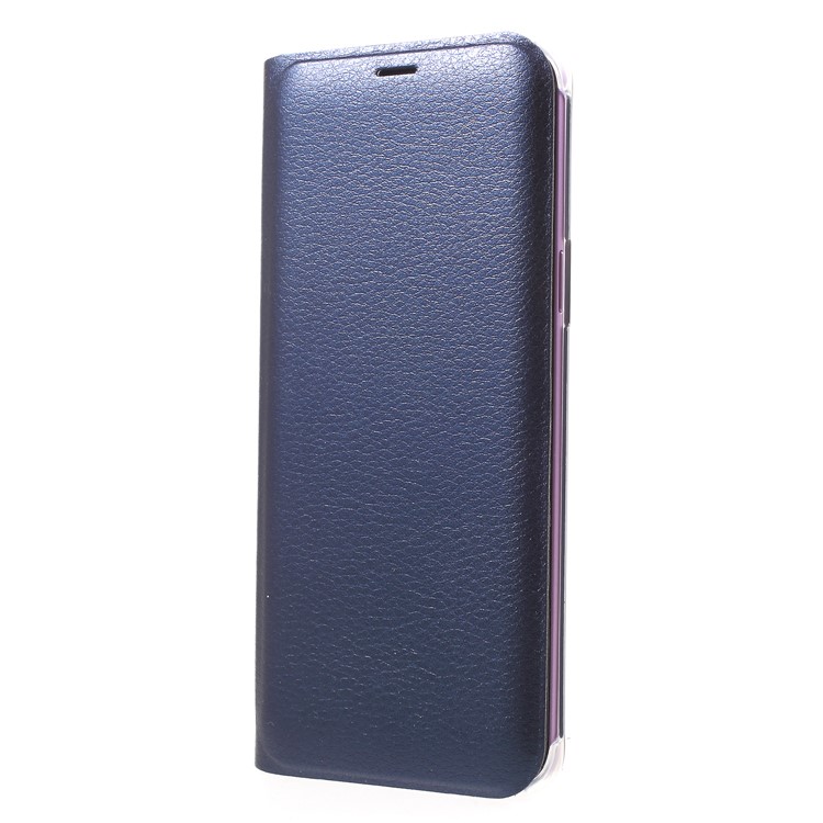 Litchi Texture Card Holder Leather Phone Protective Casing for Samsung Galaxy S9 G960 - Dark Blue-3