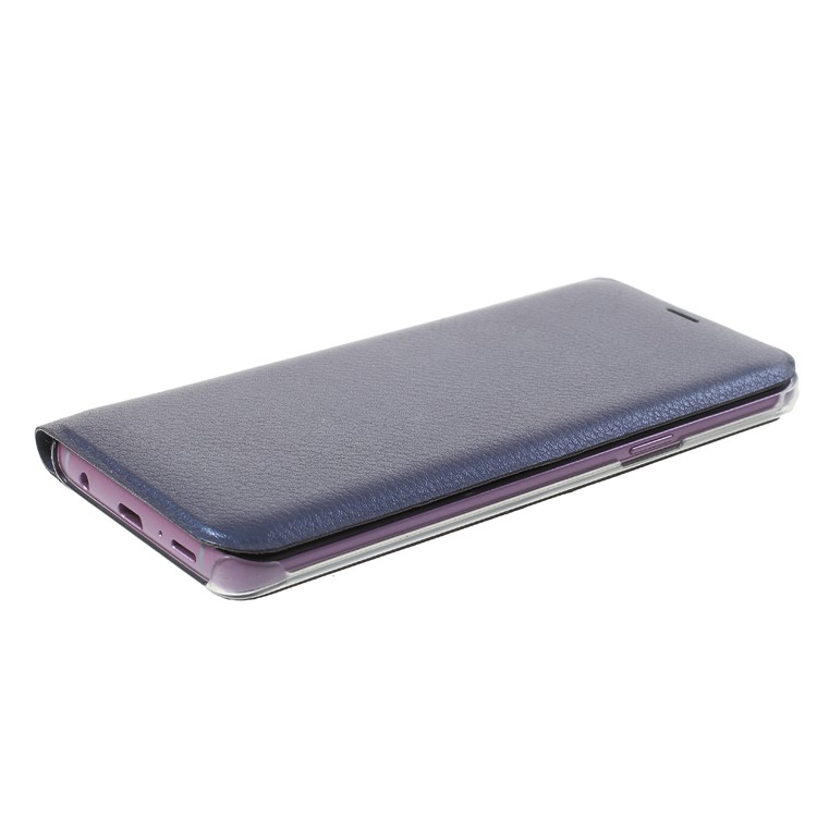 Litchi Texture Card Holder Leather Phone Protective Casing for Samsung Galaxy S9 G960 - Dark Blue-4