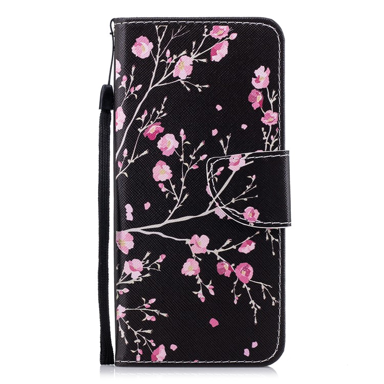 Pattern Printing PU Leather Magnetic Wallet Stand Protective Phone Cover for Samsung Galaxy S9 Plus SM-G965 - Peach Blossom-1