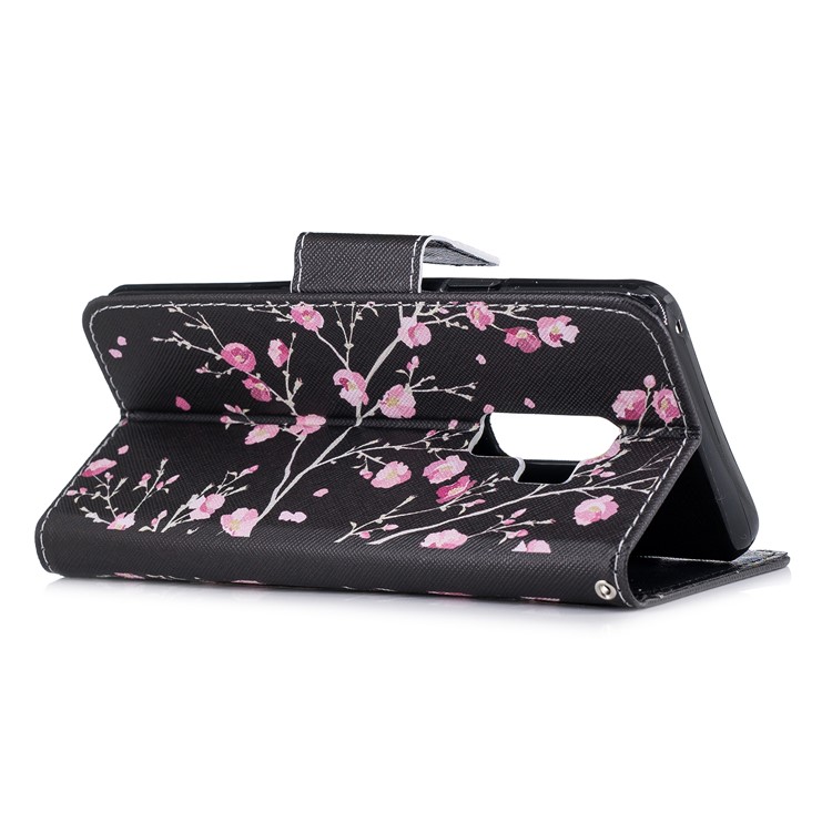 Pattern Printing PU Leather Magnetic Wallet Stand Protective Phone Cover for Samsung Galaxy S9 Plus SM-G965 - Peach Blossom-3