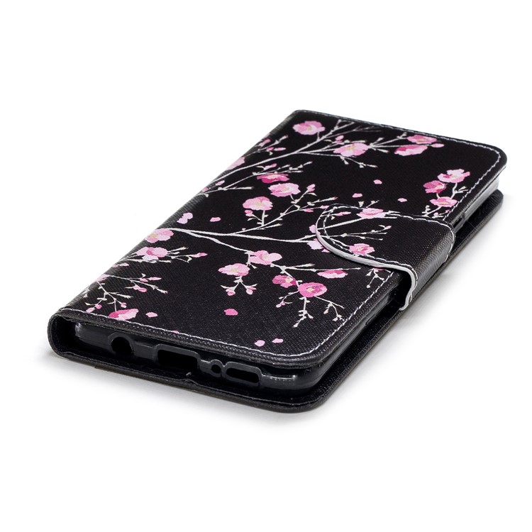 Pattern Printing PU Leather Magnetic Wallet Stand Protective Phone Cover for Samsung Galaxy S9 Plus SM-G965 - Peach Blossom-4