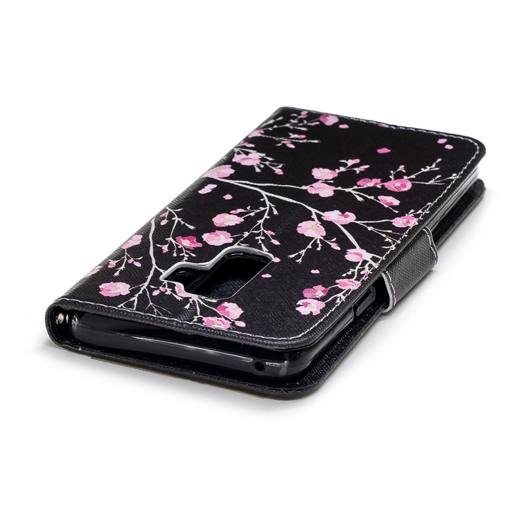 Pattern Printing PU Leather Magnetic Wallet Stand Protective Phone Cover for Samsung Galaxy S9 Plus SM-G965 - Peach Blossom-5