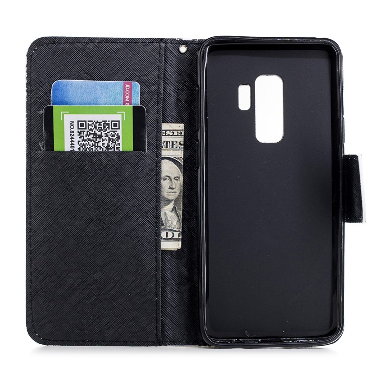 Pattern Printing PU Leather Magnetic Wallet Stand Protective Phone Cover for Samsung Galaxy S9 Plus SM-G965 - Peach Blossom-7