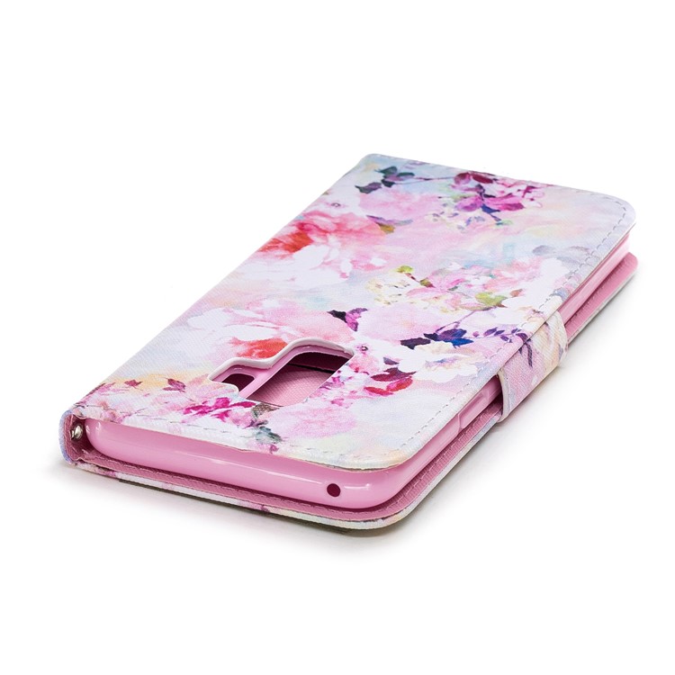 Pattern Printing PU Leather Magnetic Wallet Stand Cell Phone Casing for Samsung Galaxy S9 Plus SM-G965 - Coloful Flower-5