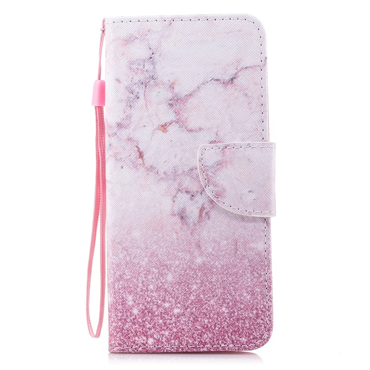 Pattern Printing PU Leather Magnetic Wallet Stand Phone Protective Casing for Samsung Galaxy S9 Plus SM-G965 - Pink Marble Pattern-1