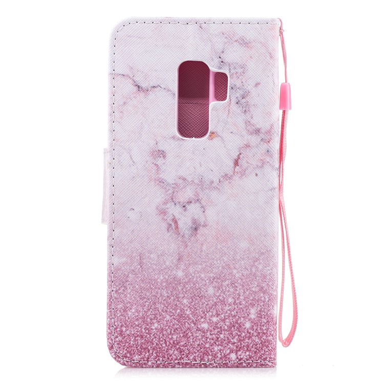 Pattern Printing PU Leather Magnetic Wallet Stand Phone Protective Casing for Samsung Galaxy S9 Plus SM-G965 - Pink Marble Pattern-2