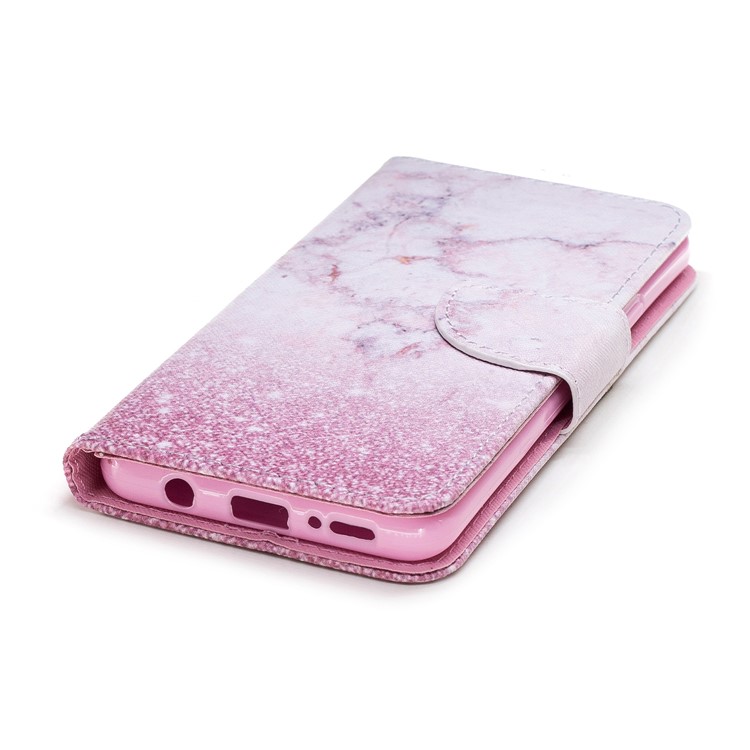Pattern Printing PU Leather Magnetic Wallet Stand Phone Protective Casing for Samsung Galaxy S9 Plus SM-G965 - Pink Marble Pattern-4