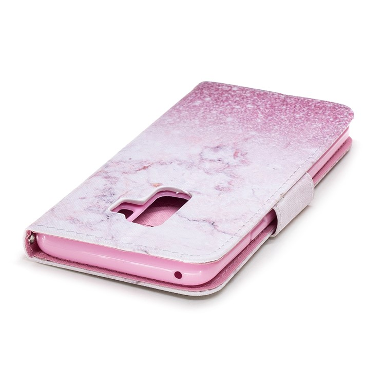 Pattern Printing PU Leather Magnetic Wallet Stand Phone Protective Casing for Samsung Galaxy S9 Plus SM-G965 - Pink Marble Pattern-5