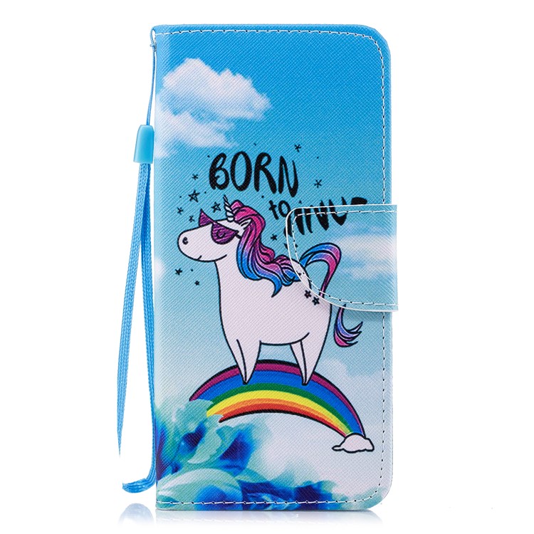 

Pattern Printing PU Leather Magnetic Wallet Stand Case Cover for Samsung Galaxy S9 Plus SM-G965 - Unicorn on Rainbow