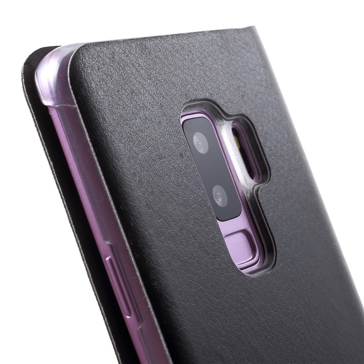 Litchi Texture Card Holder Leather Cover for Samsung Galaxy S9 Plus SM-G965 - Black-7