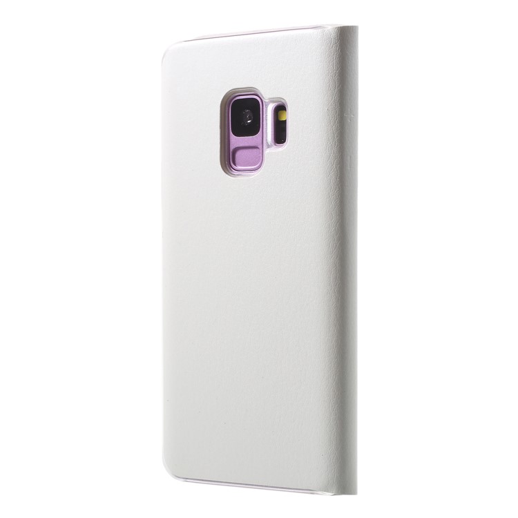 Litchi Grain View Window Leather Cover Accessory for Samsung Galaxy S9 G960 - White-2